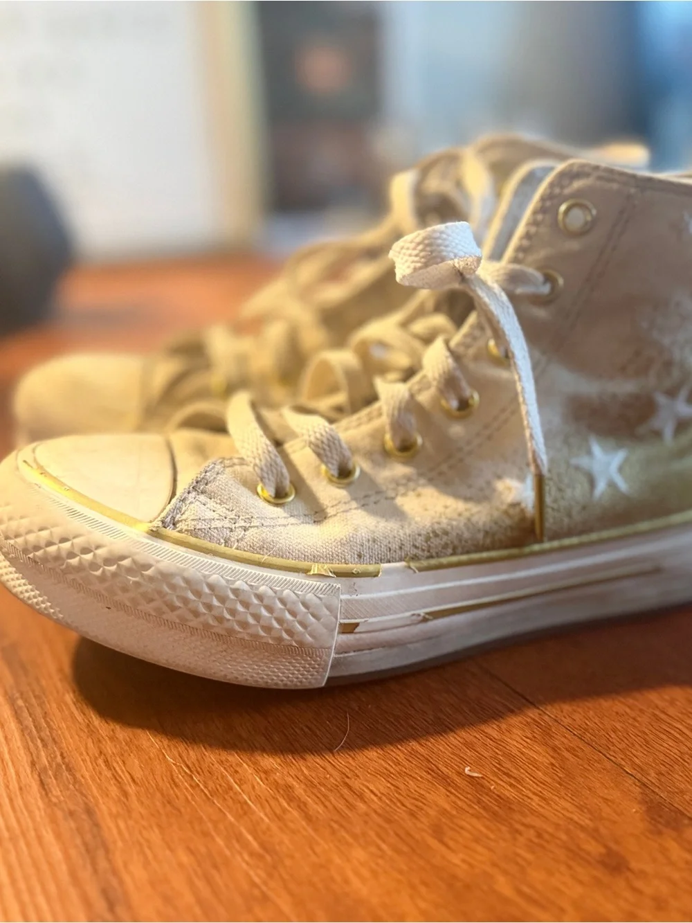 Converse Chuck All Star Eva Platform High Top White Gold Star Youth 2